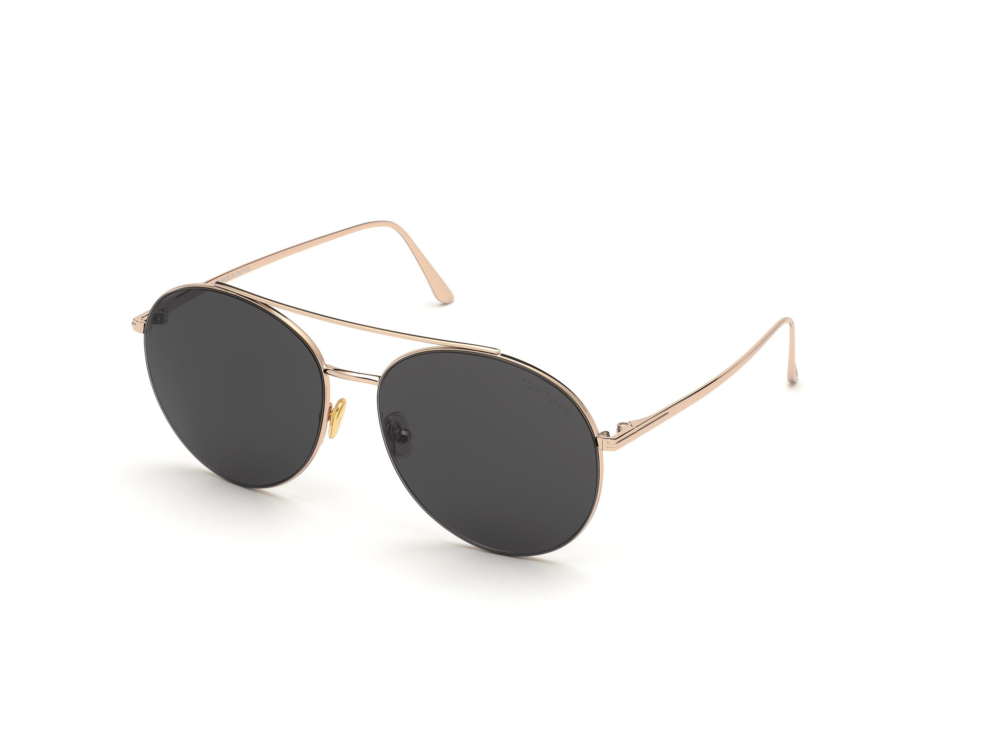 Tom Ford FT0757 Cleo round sunglasses in Shiny Rose Gold/Grey Lenses