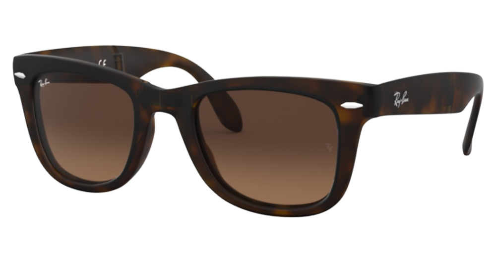 Ray-Ban RB4105 FOLDING WAYFARER cateye sunglasses in Matte Havana/Light Brown Gradient Black