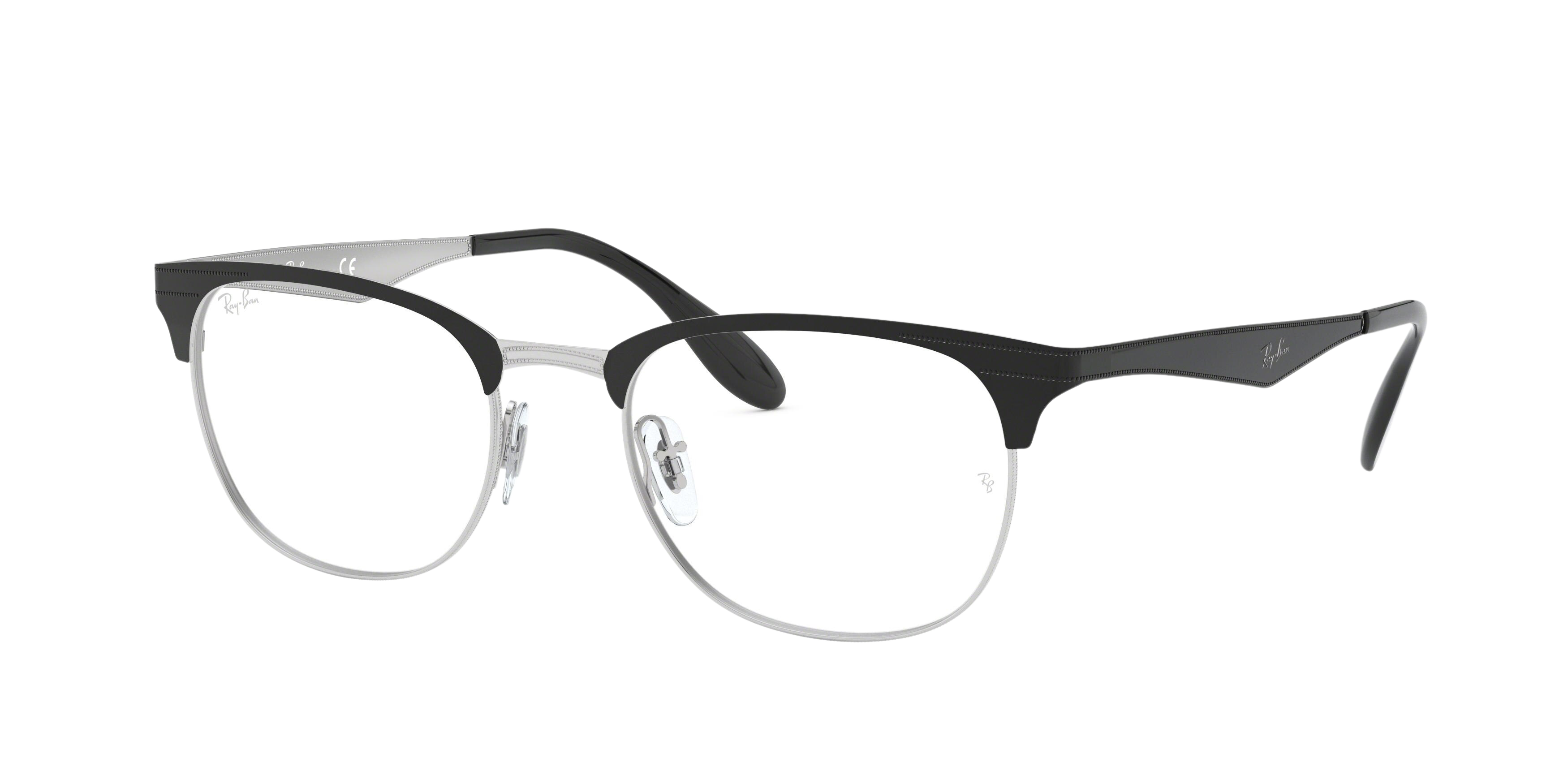 Ray-Ban RX6346 square eyeglasses in Top Black on Silver