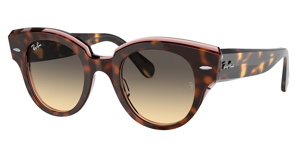 Ray-Ban RB2192 ROUNDABOUT cateye sunglasses in Havana on Transparent Pi/Brown Gradient