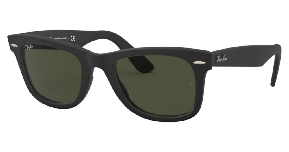 Ray-Ban RB2140F WAYFARER round sunglasses in Matte Black/G 15 Green