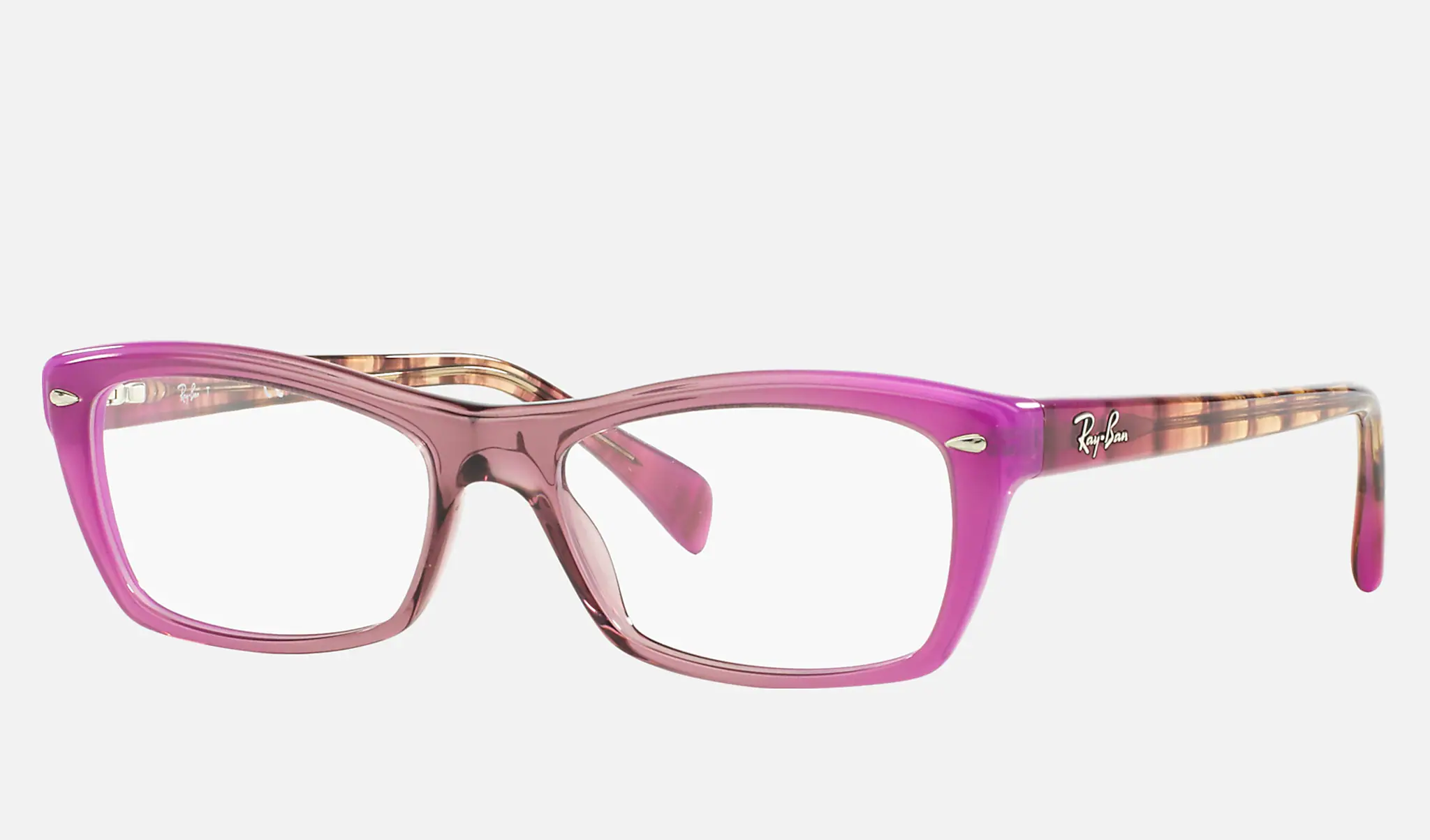 Ray-Ban RX5255 round eyeglasses in Top Red/Pink/Fuxia