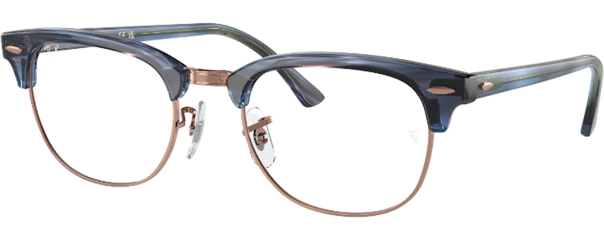 Ray Ban RX5154 CLUBMASTER STRIPED BLUE ON ROSEGOLD Shop Glasses Online Renaissance Eye Care Florence AL