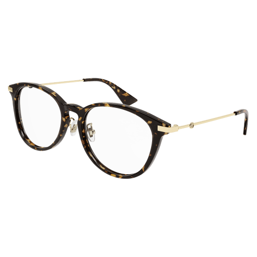 Gucci GG1014OA round eyeglasses in Havana Gold Transparent