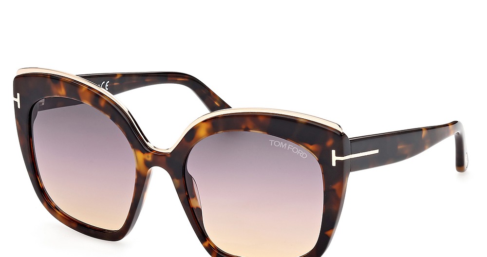 Tom Ford FT0944 irregular sunglasses in Coloured Havana/Gradient Smoke