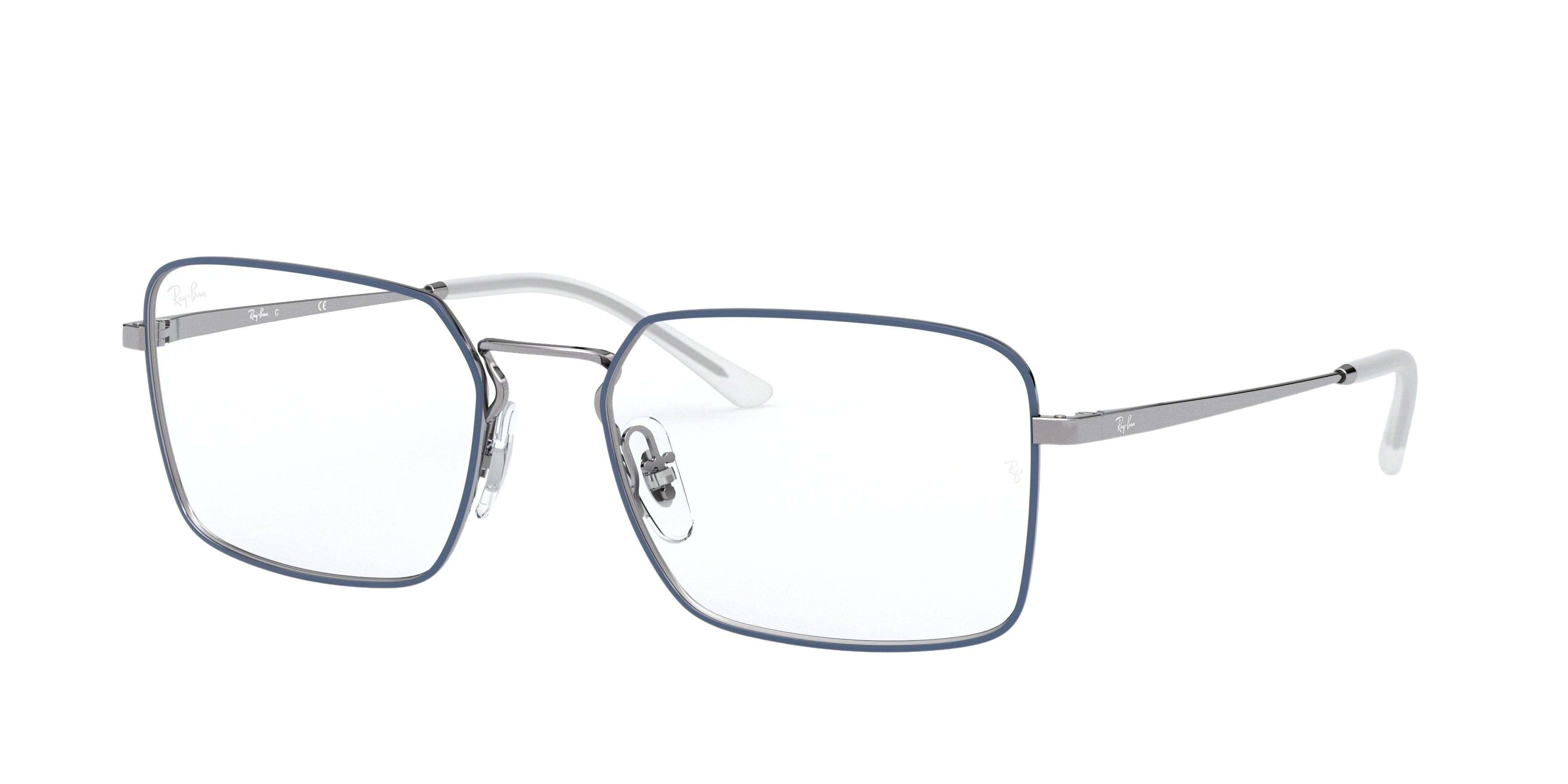 Ray-Ban RX6440 square eyeglasses in Top Blue on Gunmetal