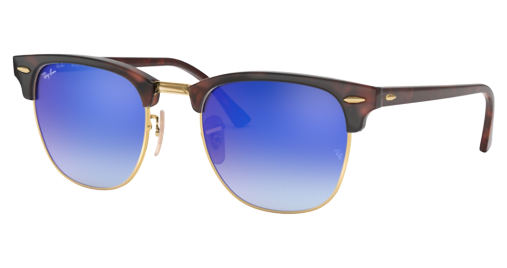 Ray-Ban RB3016 CLUBMASTER square sunglasses in Red Havana/Blue Flash Gradient