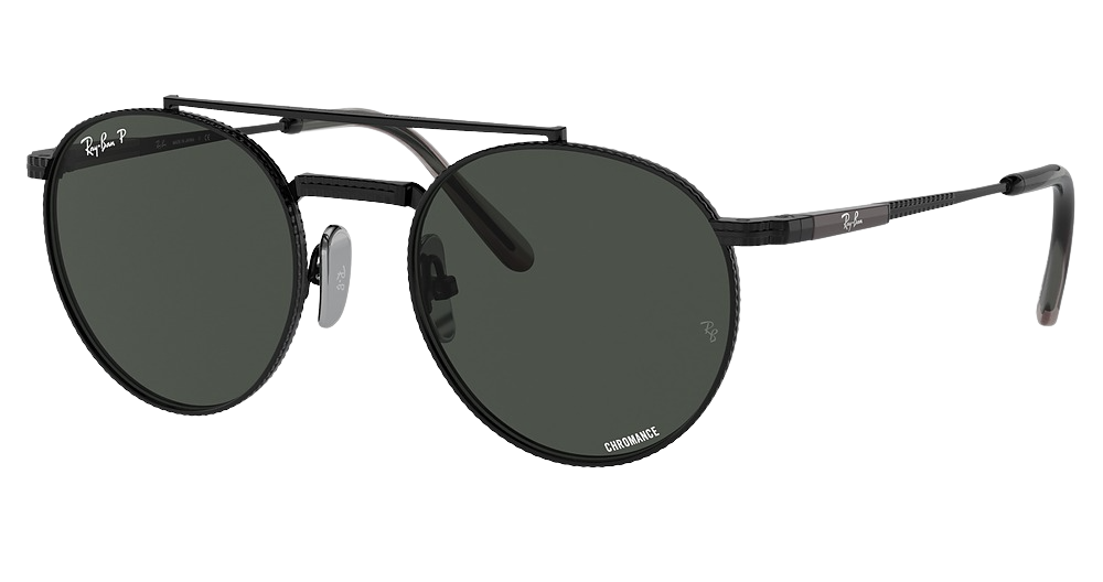 Ray-Ban RB8237 ROUND II TITANIUM aviator sunglasses in Black/Polarized Dark Grey