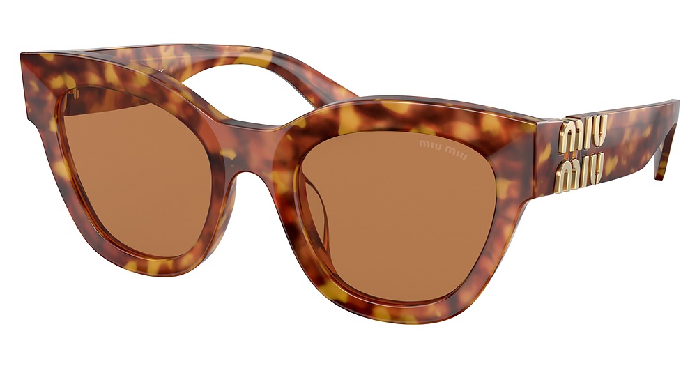 Miu Miu MU 01YS round sunglasses in Light Havana/Brown