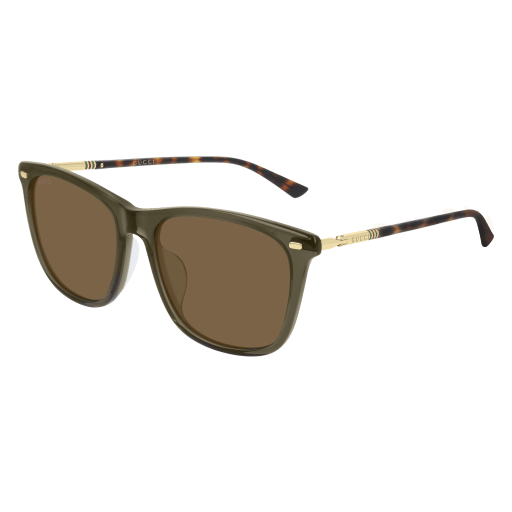 Gucci GG0518SA rectangle sunglasses in Green Gold Brown/Brown
