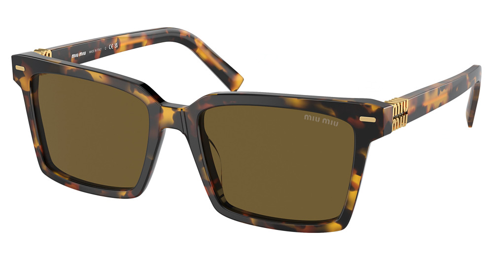 Miu Miu MU 13ZSF square sunglasses in Honey Havana/Dark Brown