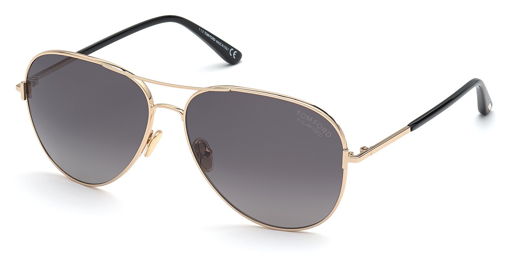Tom Ford FT0823 aviator sunglasses in Shiny Rose Gold/Smoke Polarized