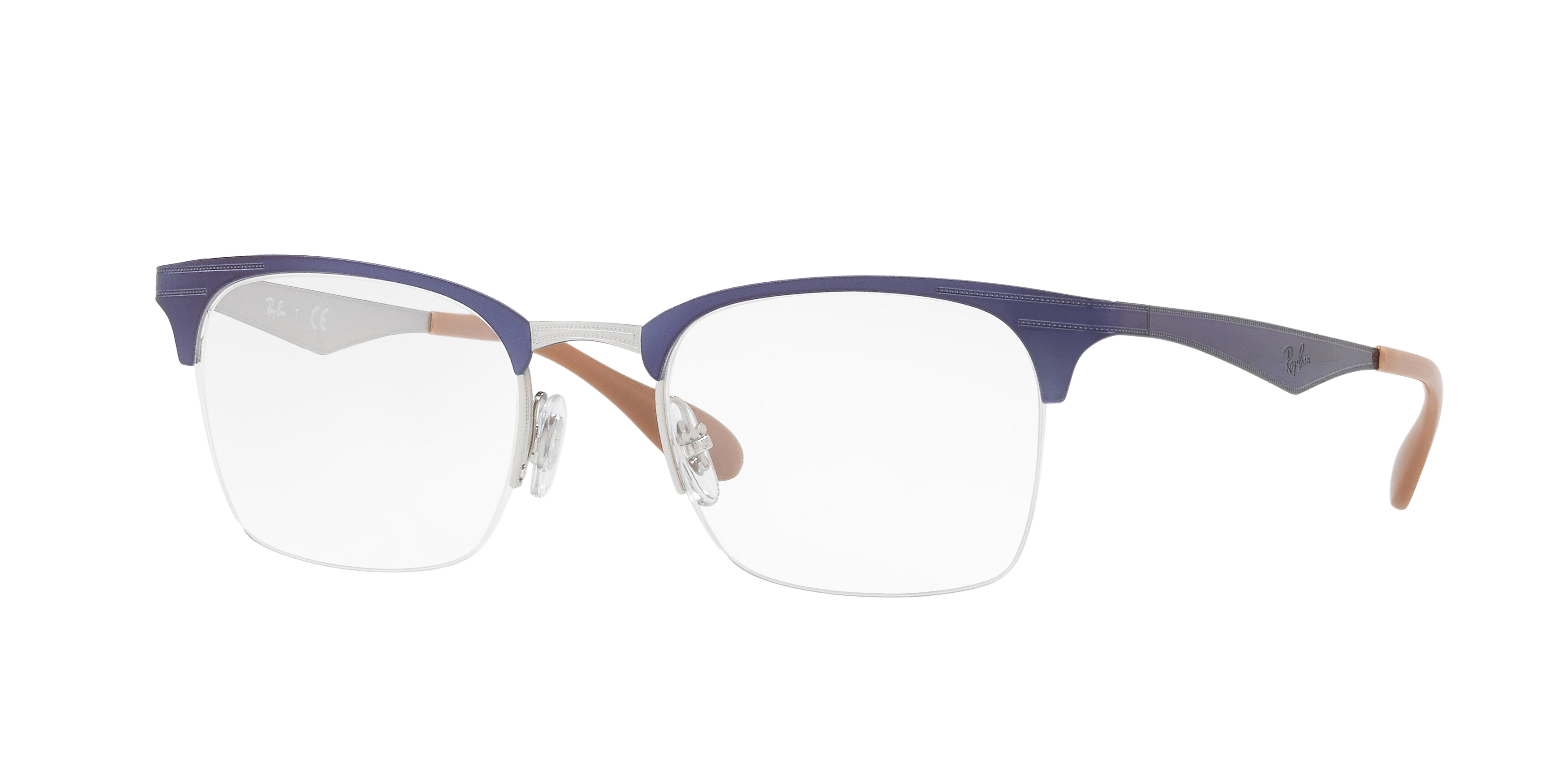 Ray-Ban RX6360 square eyeglasses in Silver/Top Violet