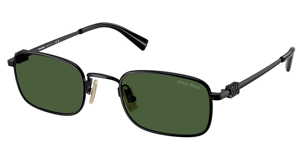 Miu Miu MU A53S rectangle sunglasses in Black/Dark Green