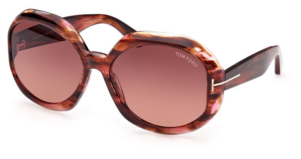 Tom Ford FT1011 irregular sunglasses in Coloured Havana/Gradient Brown