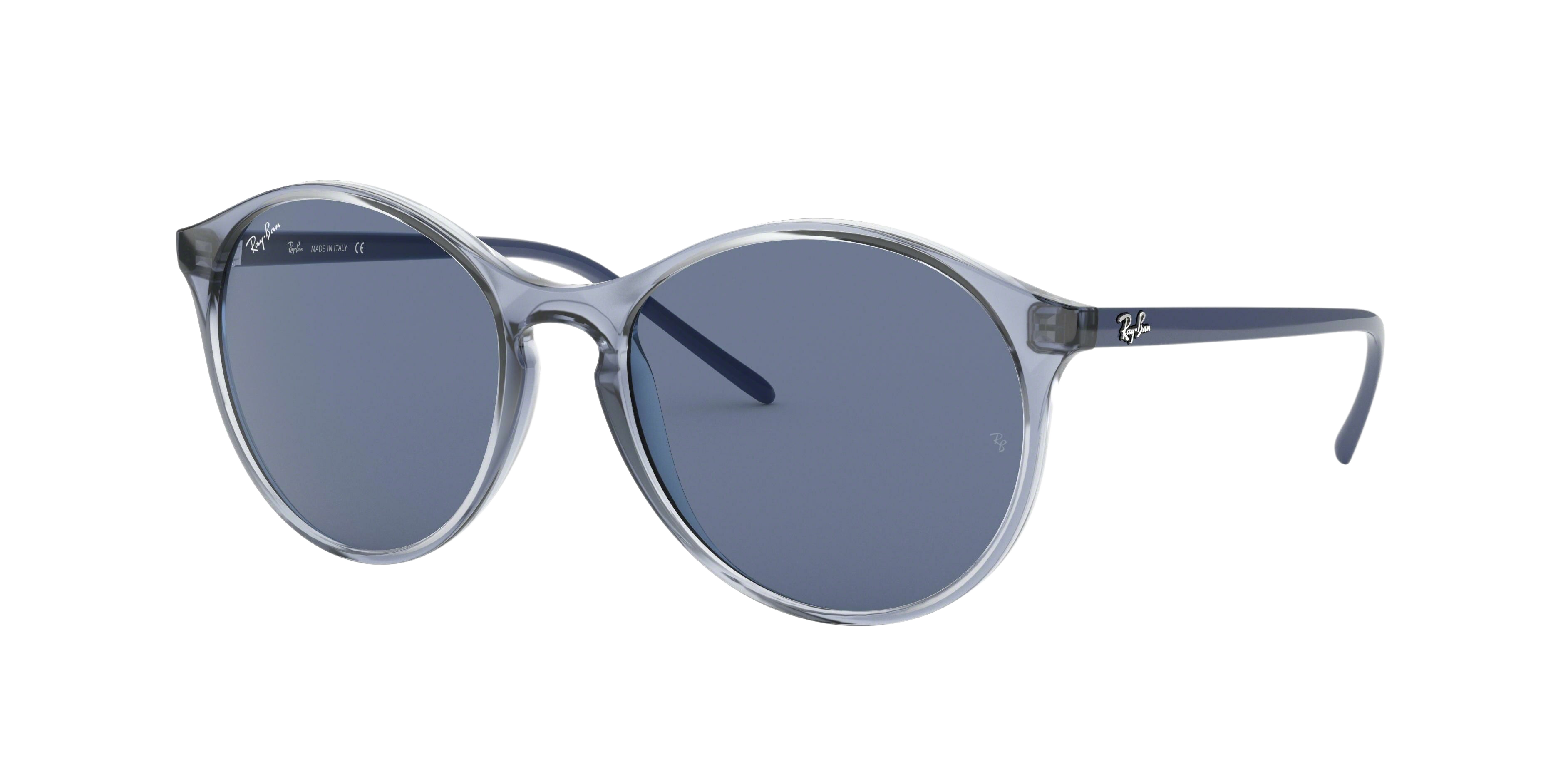 Ray-Ban RB4371 round sunglasses in Transparent Blue