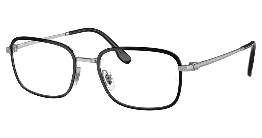 Ray-Ban RX6495 round eyeglasses in Black on Silver