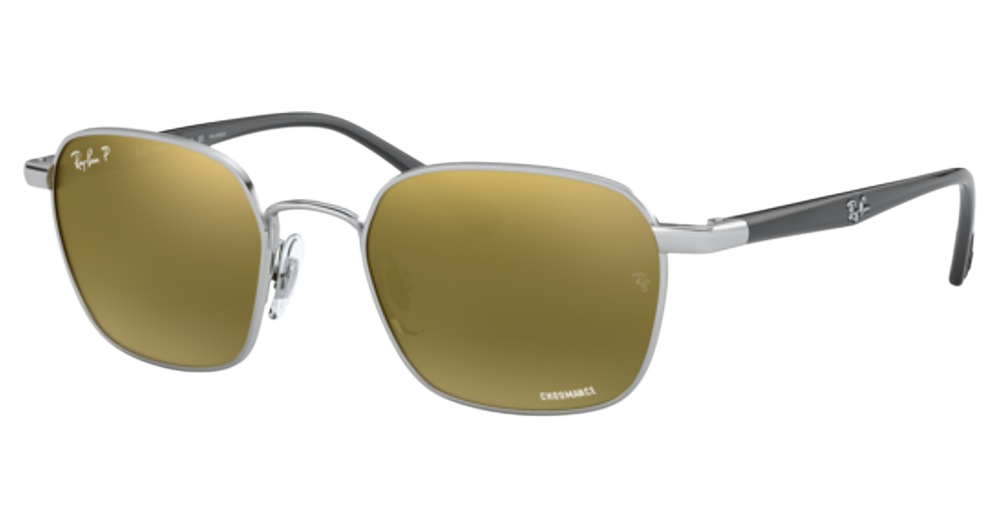 Ray-Ban RB3664CH round sunglasses in Silver/Green Mirror Gold Gradient