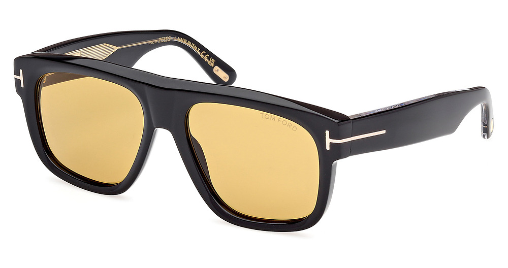 Tom Ford FT1201 aviator sunglasses in Shiny Black/Brown