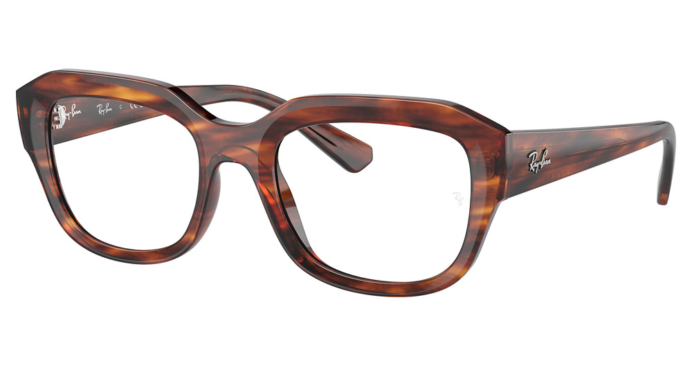 Ray-Ban RX7225 LEONID round eyeglasses in Striped Havana