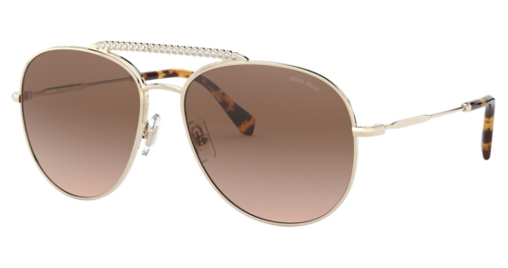 Miu Miu MU 53VS aviator sunglasses in Pale Gold/Gradient Brown Mirror Silver