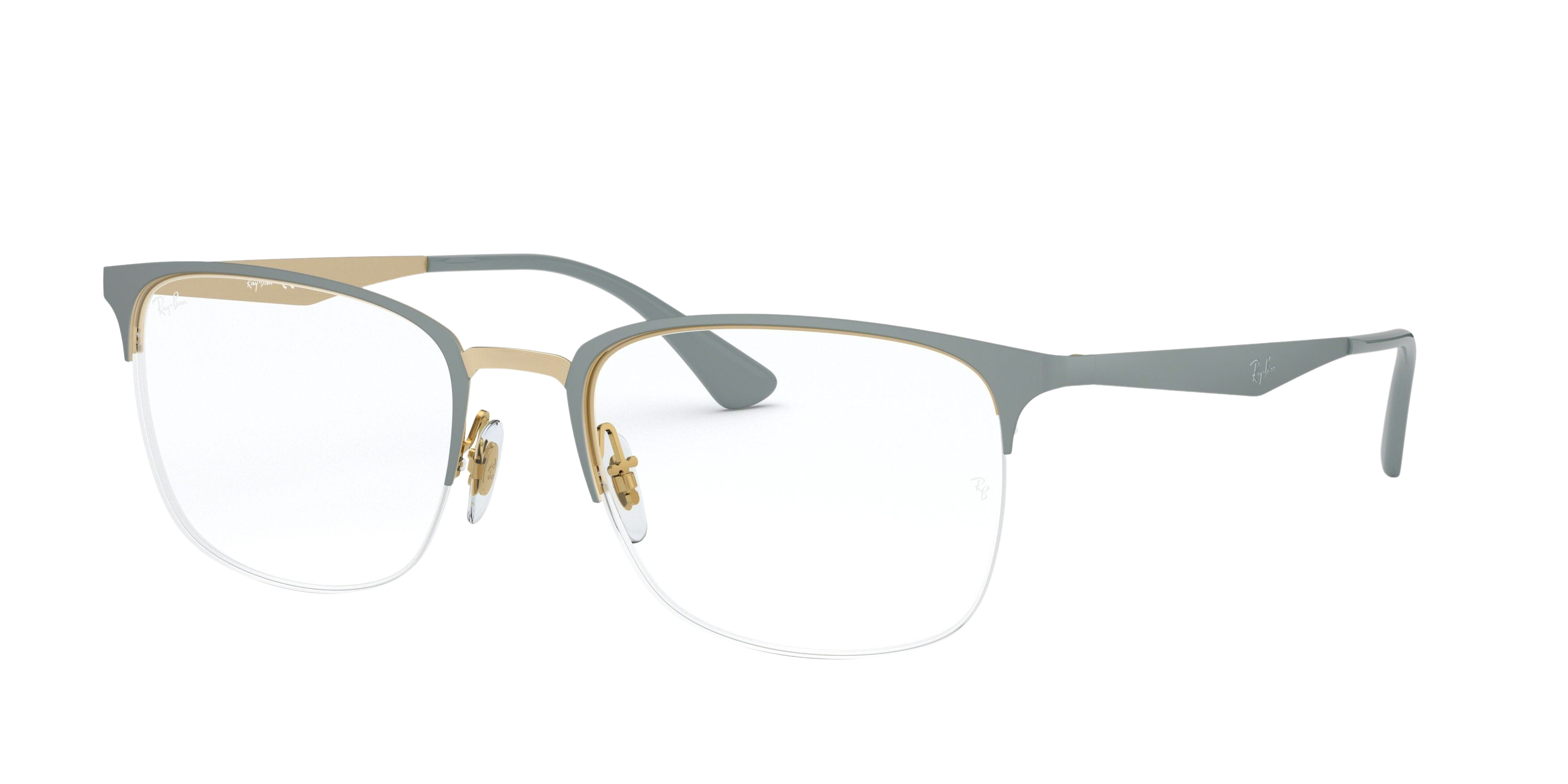 Ray-Ban RX6433 square eyeglasses in Top Matte Grey on Gold