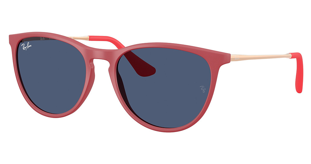 Ray-Ban RJ9060SF JUNIOR ERIKA round sunglasses in Rubber Fucsia/Dark Green
