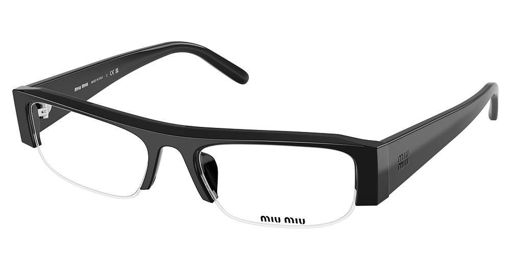 Miu Miu MU B07S rectangle sunglasses in Black/Clear Blue Light Filter