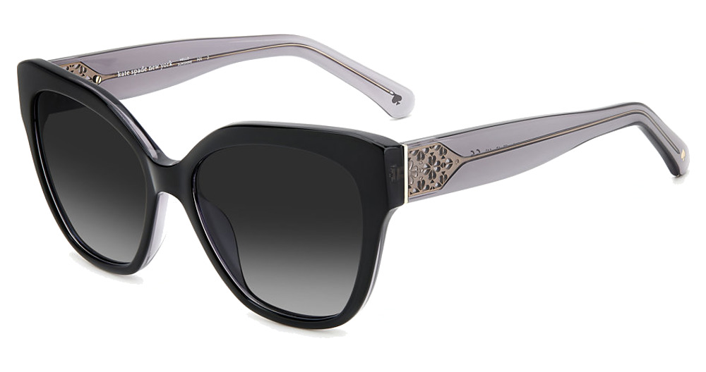 Kate Spade SAVANNA/G/S rectangle sunglasses in Black/Dark Grey Shaded