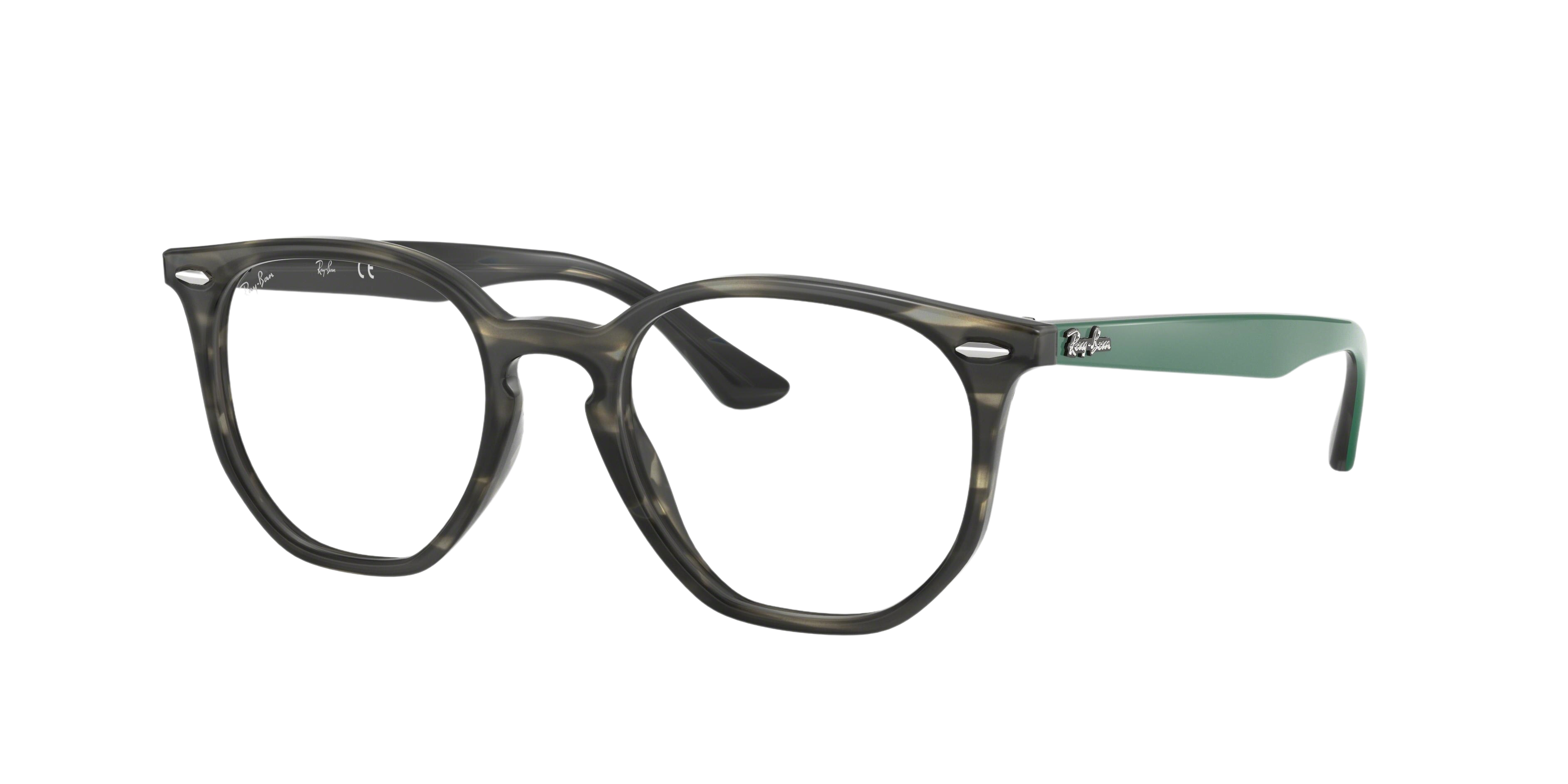 Ray-Ban RX7151 square eyeglasses in Grey/Green Havana