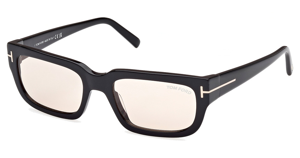 Tom Ford FT1075 rectangle sunglasses in Shiny Black/Brown