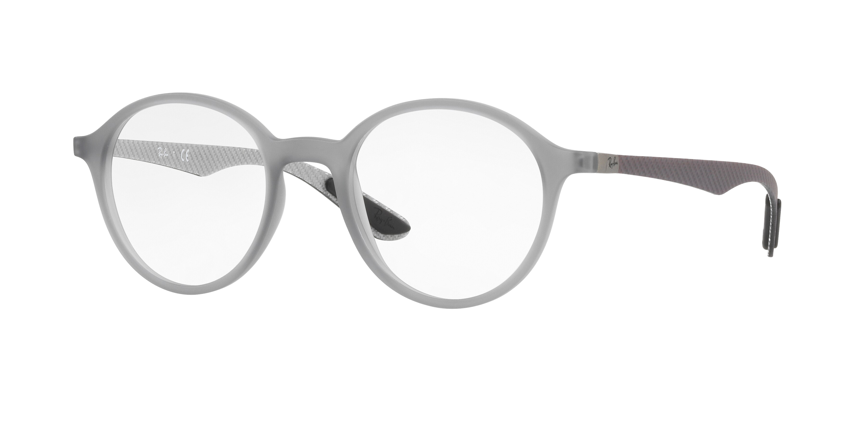 Ray-Ban RX8904 round eyeglasses in Matte Trasparent Grey