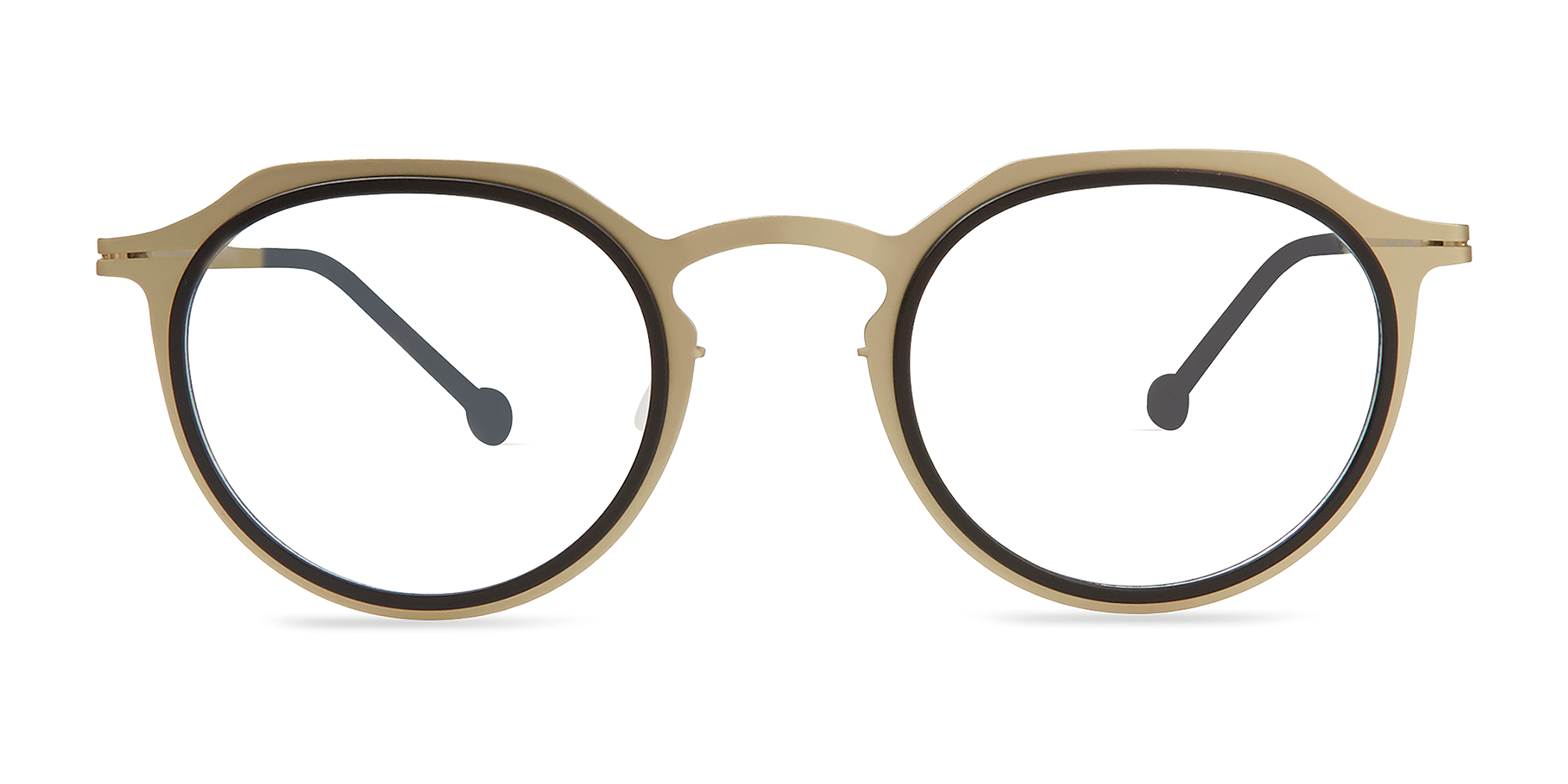 Modo DUOMO round eyeglasses in Black/Beige
