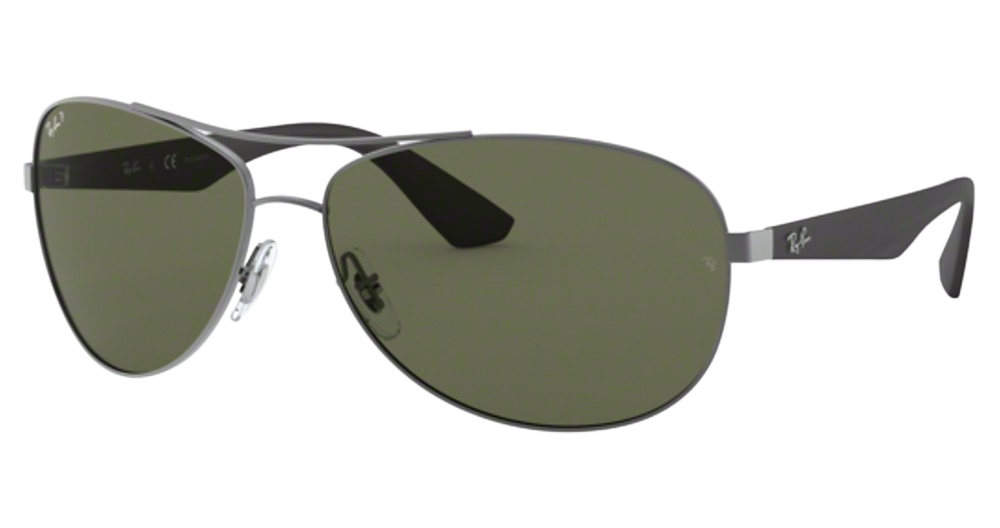 Ray-Ban RB3526 aviator sunglasses in Matte Gunmetal/Green