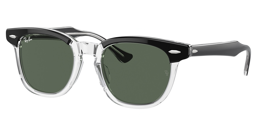 Ray-Ban RJ9098SF square sunglasses in Black on Transparent/Dark Green