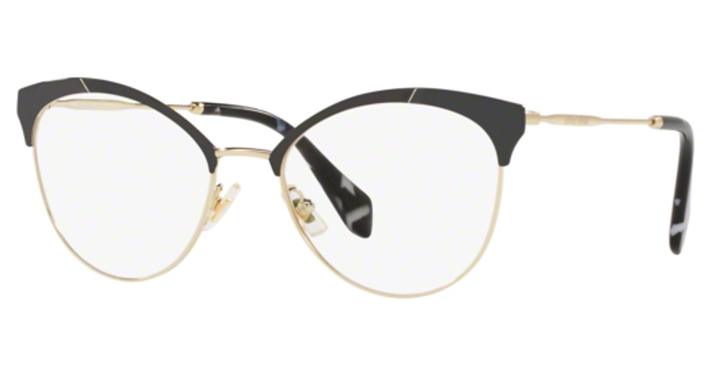 Miu Miu MU 50PV cateye eyeglasses in Pale Gold/Mt Black/Black