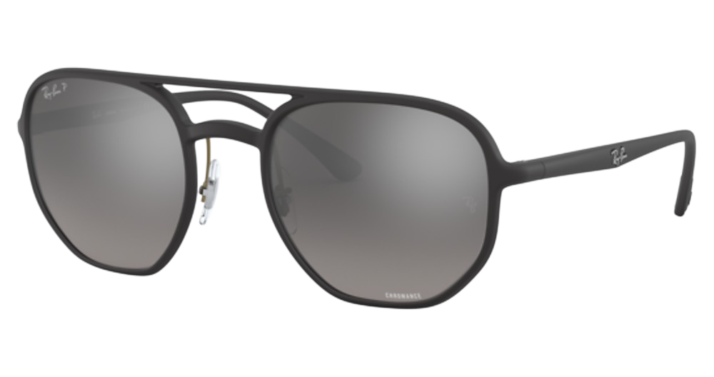 Ray-Ban RB4321CH aviator sunglasses in Matte Black/Grey Mirror Silver