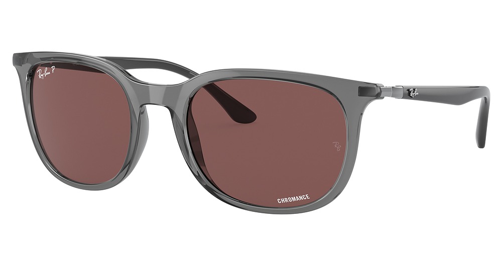 Ray-Ban RB4386F round sunglasses in Transparent Grey/Polarized Dark Violet