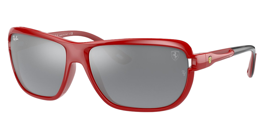 Ray-Ban RB4365M rectangle sunglasses in Red/Grey Mirror Silver Gradient