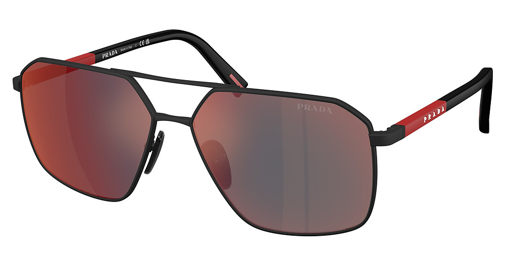 BLACK RUBBER / DARK GREY MIRROR BLUE/RED
