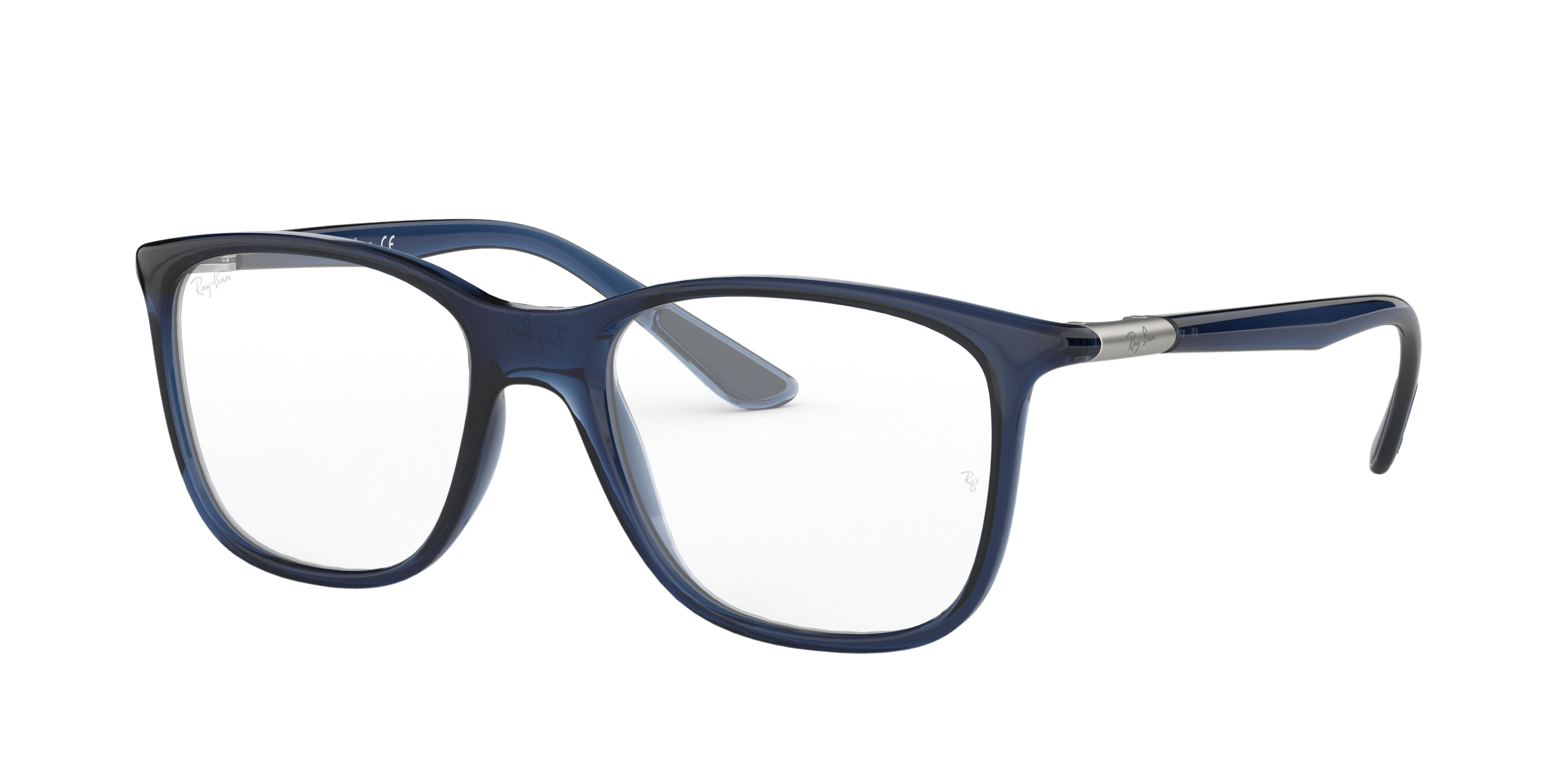 Ray-Ban RX7143 square eyeglasses in Transparent Blue