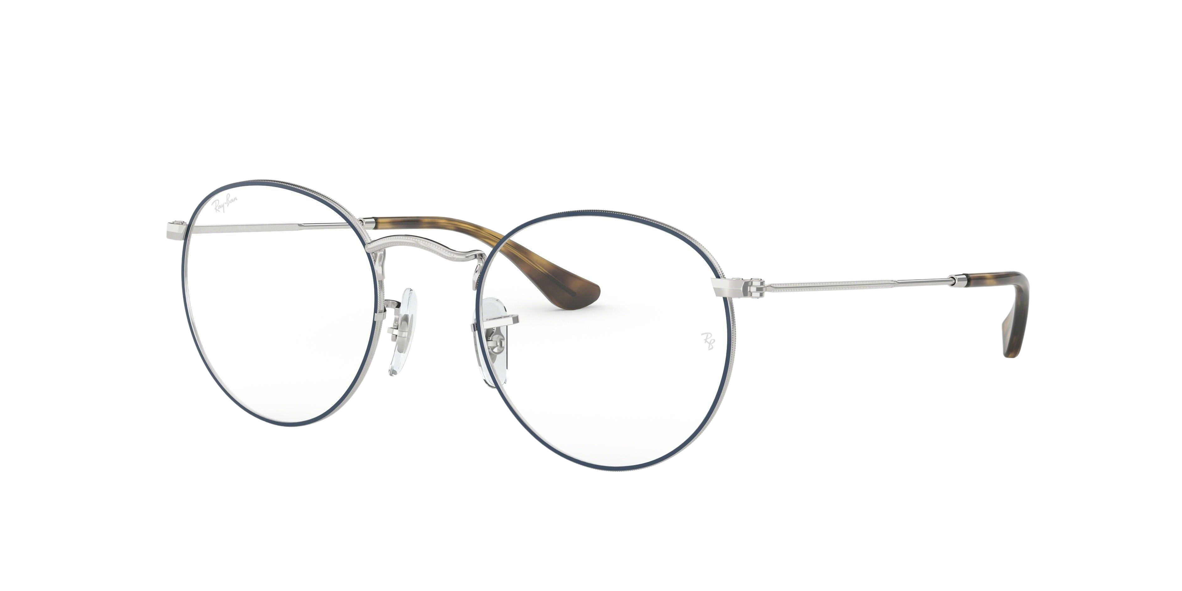Ray-Ban RX3447V round eyeglasses in Silver on Top Blue