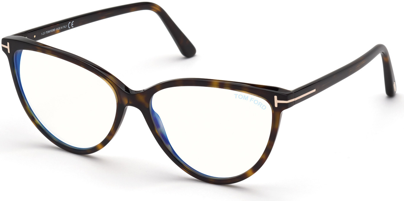 Tom Ford FT5743-B cateye eyeglasses in Shiny Classic Dark Havana, Shiny