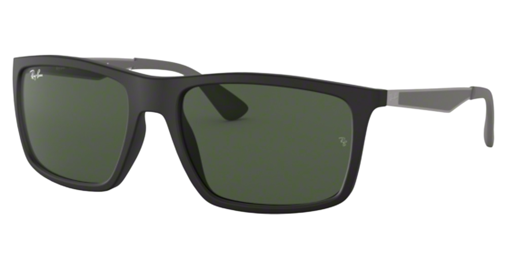 Ray-Ban RB4228 rectangle sunglasses in Matte Black/Dark Green