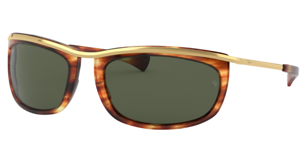Ray-Ban RB2319 OLYMPIAN I round sunglasses in Striped Havana/G 15 Green