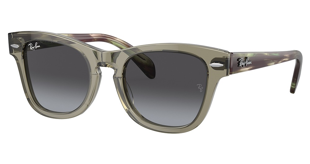 Ray-Ban RJ9707S round sunglasses in Transparent Green/Grey Gradient