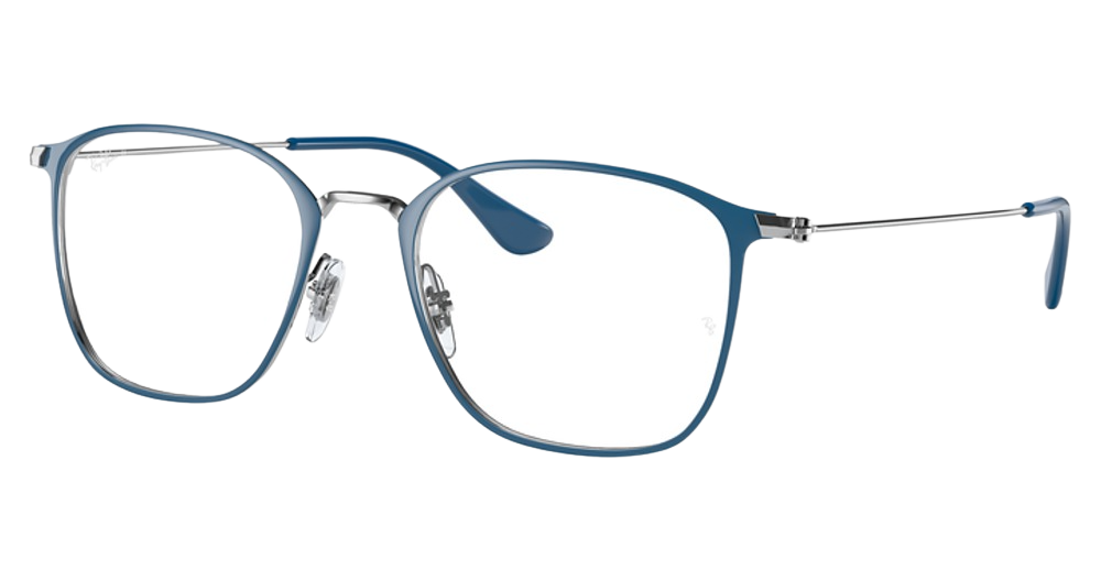 Ray-Ban RX6466 round eyeglasses in Blue on Silver