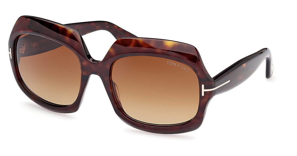 Tom Ford FT1155 irregular sunglasses in Dark Havana/Gradient Brown