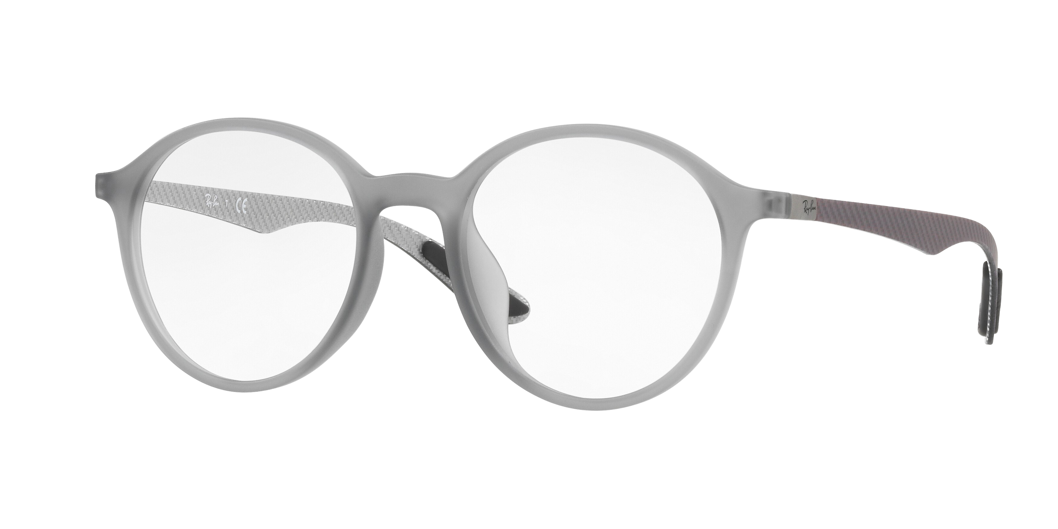 Ray-Ban RX8904F round eyeglasses in Matte Trasparent Grey
