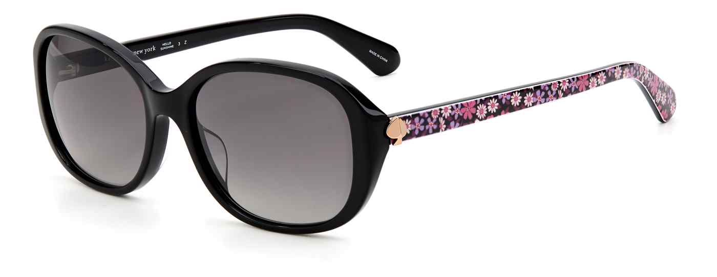 Kate Spade IZABELLA/G/S rectangle sunglasses in Black Gold/Grey Shaded